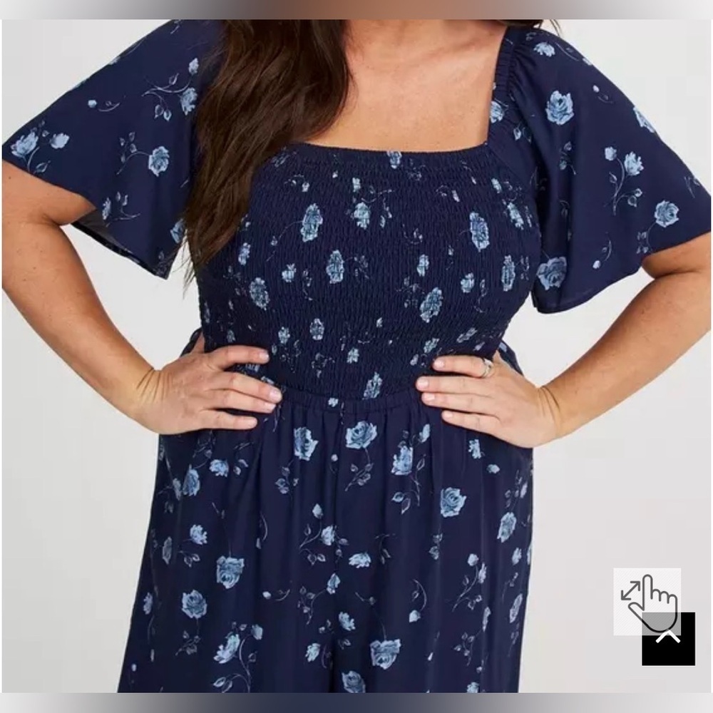 Torrid Flutter-Sleeve Smocked Jumpsuit Size 5 - Picture 3 of 5